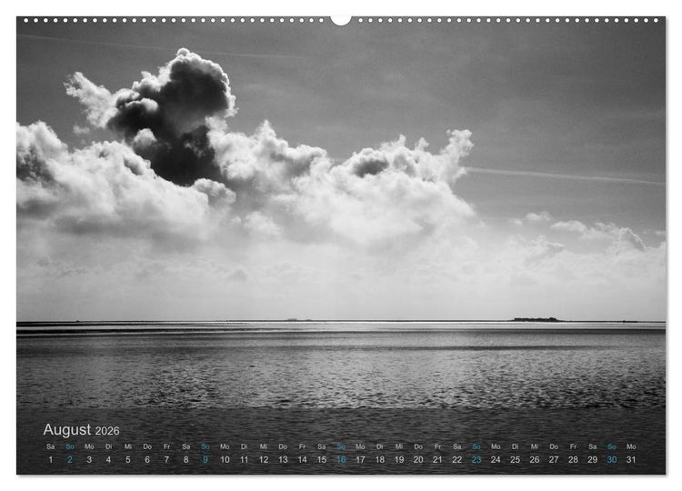 Produktbild: Seest&uuml;cke. Schwarzwei&szlig;e Nordseeimpressionen 2026 (hochwertiger Premium Wandkalender 2026 DIN A2 quer), Kunstdruck in Hochglanz