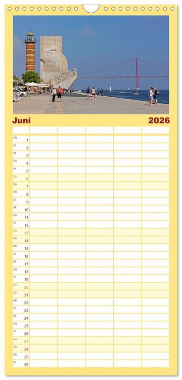 Produktbild: Familienplaner 2026 - Portugal - Porto, Coimbra, Lissabon mit 5 Spalten (Wandkalender, 21 x 45 cm) CALVENDO