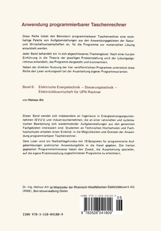 Produktbild: Elektrische Energietechnik, Steuerungstechnik, Elektrizit&auml;tswirtschaft f&uuml;r UPN-Rechner