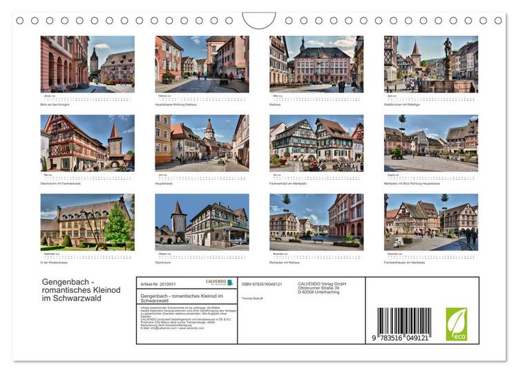 Produktbild: Gengenbach - romantisches Kleinod im Schwarzwald (Wandkalender 2026 DIN A4 quer), CALVENDO Monatskalender