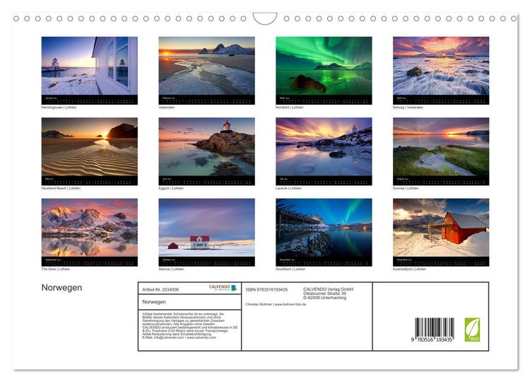 Produktbild: Norwegen (Wandkalender 2026 DIN A3 quer), CALVENDO Monatskalender