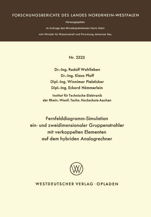 Produktbild: Fernfelddiagramm-Simulation ein- und zweidimensionaler Gruppenstrahler mit verkoppelten Elementen auf dem hybriden Analogrechner