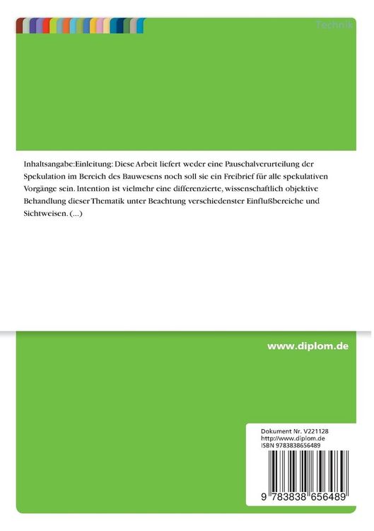 Produktbild: Spekulation in der Bauwirtschaft