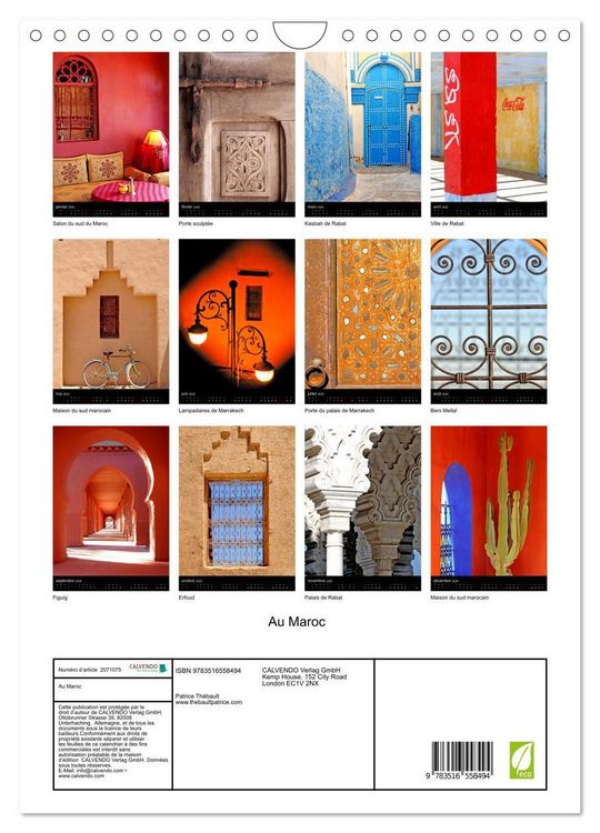 Produktbild: Au Maroc (Calendrier mural 2026 DIN A4 horizontal), CALVENDO calendrier mensuel