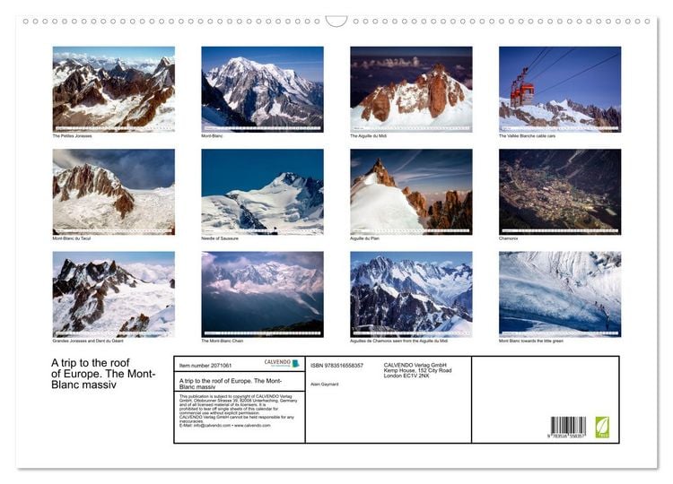 Produktbild: A trip to the roof of Europe. The Mont-Blanc massiv (Wall Calendar 2026 DIN A2 landscape), CALVENDO 12 Month Wall Calendar