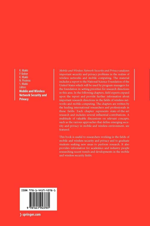 Produktbild: Mobile and Wireless Network Security and Privacy