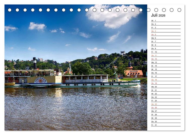 Produktbild: Schaufelraddampfer (Tischkalender 2026 DIN A5 quer), CALVENDO Monatskalender