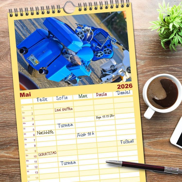 Produktbild: Familienplaner 2026 - BEST OF HARLEY-DAVIDSON BAGGER-STYLE mit 5 Spalten (Wandkalender, 21 x 45 cm) CALVENDO