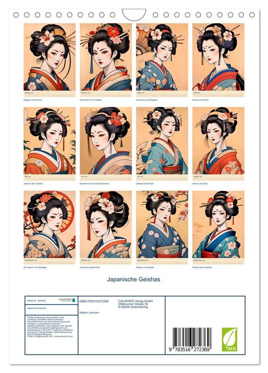 Produktbild: Japanische Geishas (Wandkalender 2026 DIN A4 hoch), CALVENDO Monatskalender