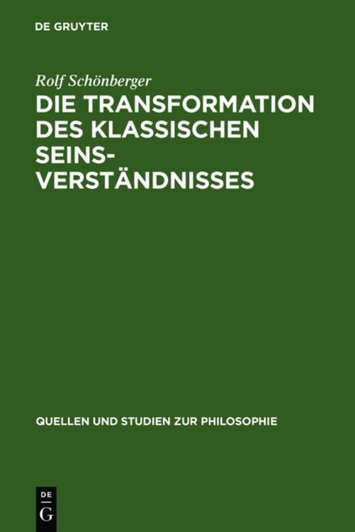 Bild vom Artikel Die Transformation des klassischen Seinsverständnisses vom Autor Rolf Schönberger