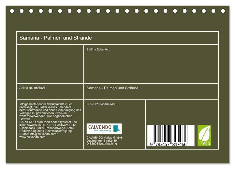 Produktbild: Samana - Palmen und Str&auml;nde (Tischkalender 2026 DIN A5 quer), CALVENDO Monatskalender