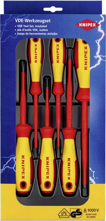 Produktbild: Knipex VDE Schraubendreher-Set 6teilig Schlitz, Kreuzschlitz Phillips