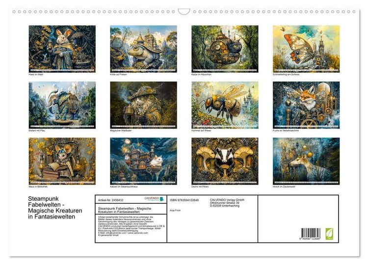 Produktbild: Steampunk Fabelwelten - Magische Kreaturen in Fantasiewelten (Wandkalender 2027 DIN A2 quer), CALVENDO Monatskalender