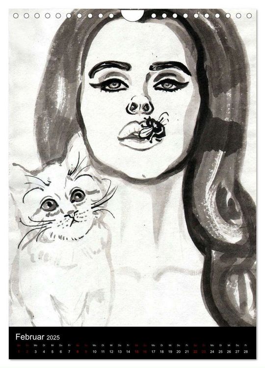 Produktbild: Kesse Mietzen - Burlesque cats II - mit flotten Linien gezeichnete Pin-up Katzen (Wandkalender 2025 DIN A4 hoch), CALVENDO Monatskalender