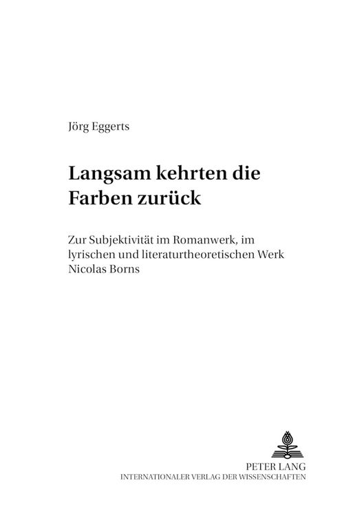 Produktbild: Langsam kehrten die Farben zur&uuml;ck