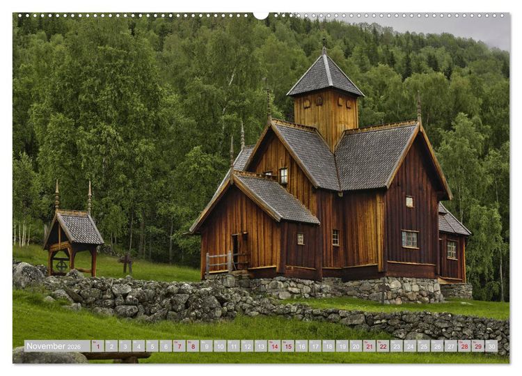 Produktbild: Norwegens Stabkirchen (Wandkalender 2026 DIN A2 quer), CALVENDO Monatskalender