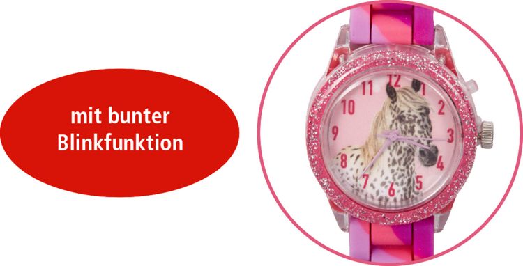 Produktbild: Armbanduhr - Pferdefreunde (mit bunter Blinkfunktion)