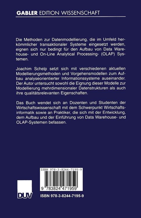 Produktbild: Modellierung mehrdimensionaler Datenstrukturen analyseorientierter Informationssysteme