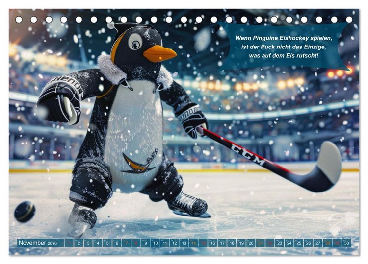 Produktbild: Der tierisch lustige Eishockey Kalender (Tischkalender 2026 DIN A5 quer), CALVENDO Monatskalender