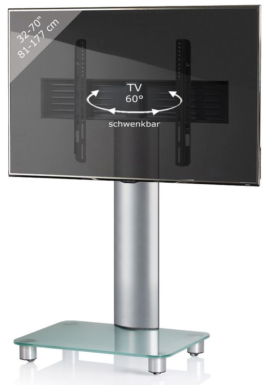 Produktbild: TV Standfu&szlig; Glas Fernseh Rollen St&auml;nder Fu&szlig; Tosal