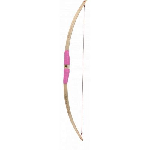 Produktbild: BestSaller 1275 - Kinder-Bogen mit Loch inkl. 3 Pfeilen, Buchenholz, 80cm, Holz-Bogen, Griff mit pinker Kunststoffwickelung