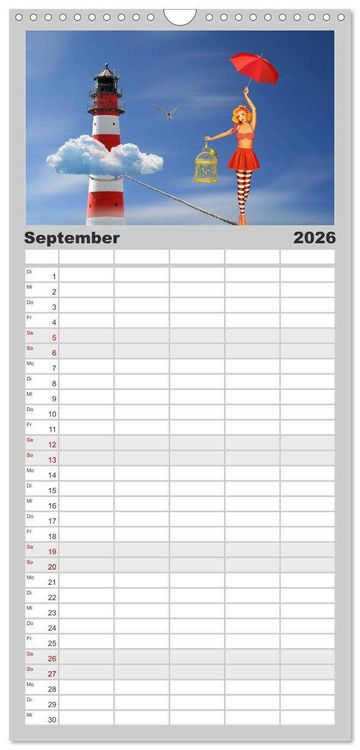 Produktbild: Familienplaner 2026 - Pin-Up Girls im Retro Style by Mausopardia mit 5 Spalten (Wandkalender, 21 x 45 cm) CALVENDO