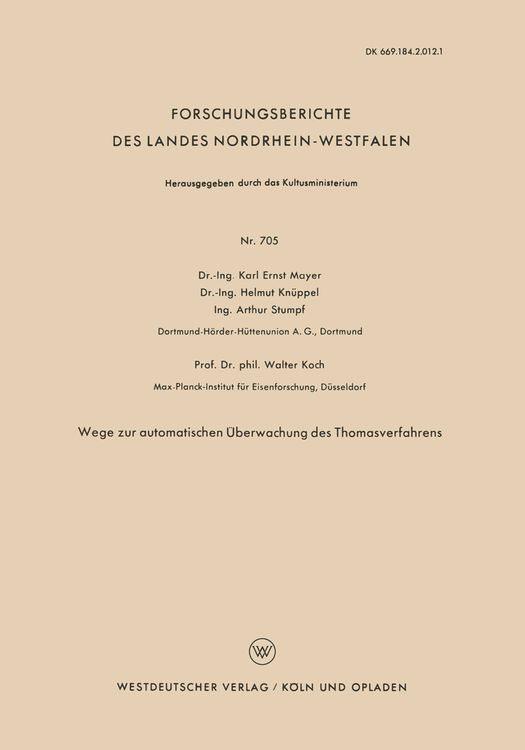 Produktbild: Wege zur automatischen &Uuml;berwachung des Thomasverfahrens