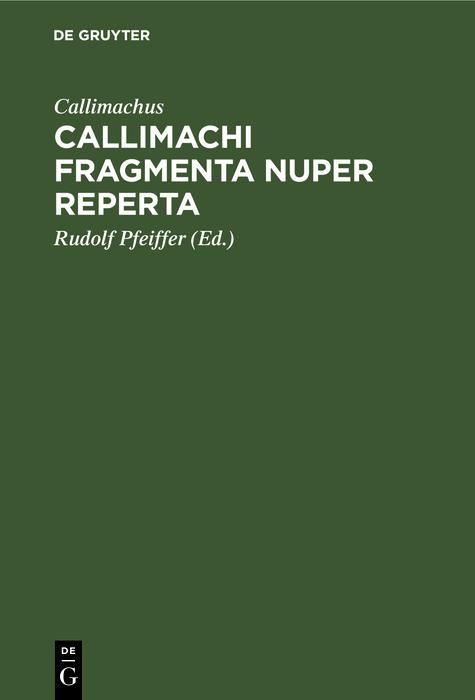 Produktbild: Callimachi fragmenta nuper reperta