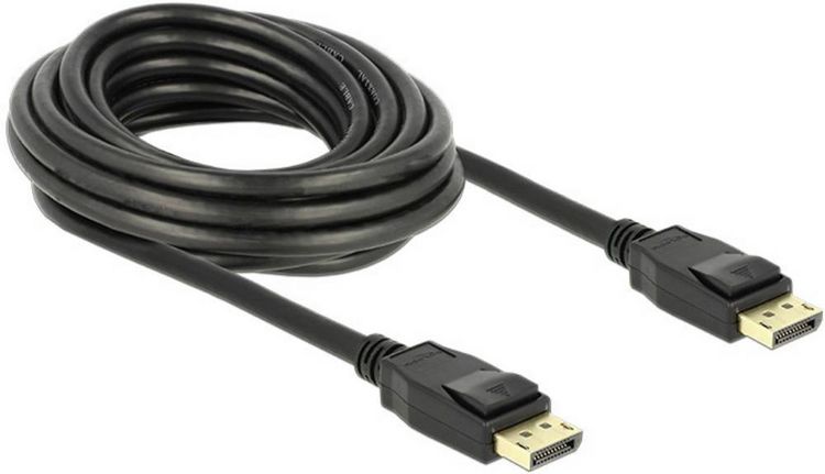 Produktbild: Delock DisplayPort Anschlusskabel DisplayPort Stecker, DisplayPort Stecker 5.00 m Schwarz 83808 vergoldete Steckkontakte DisplayPort-Kabel