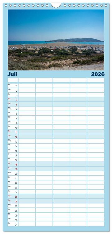 Produktbild: Familienplaner 2026 - Rhodos - Traumhafter S&uuml;den mit 5 Spalten (Wandkalender, 21 x 45 cm) CALVENDO