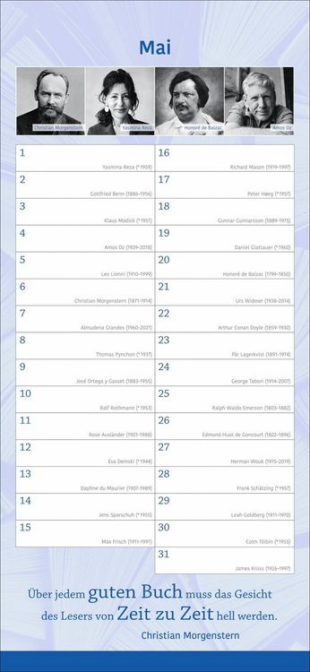 Produktbild: Der literarische Geburtstagskalender - Mit Geburtstagskindern und Zitaten