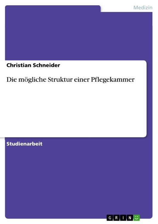 Produktbild: Die mögliche Struktur einer Pflegekammer