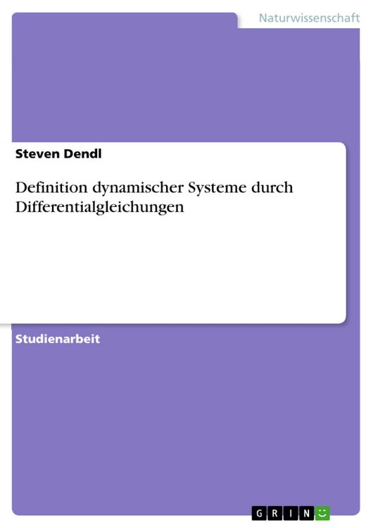 Produktbild: Definition dynamischer Systeme durch Differentialgleichungen