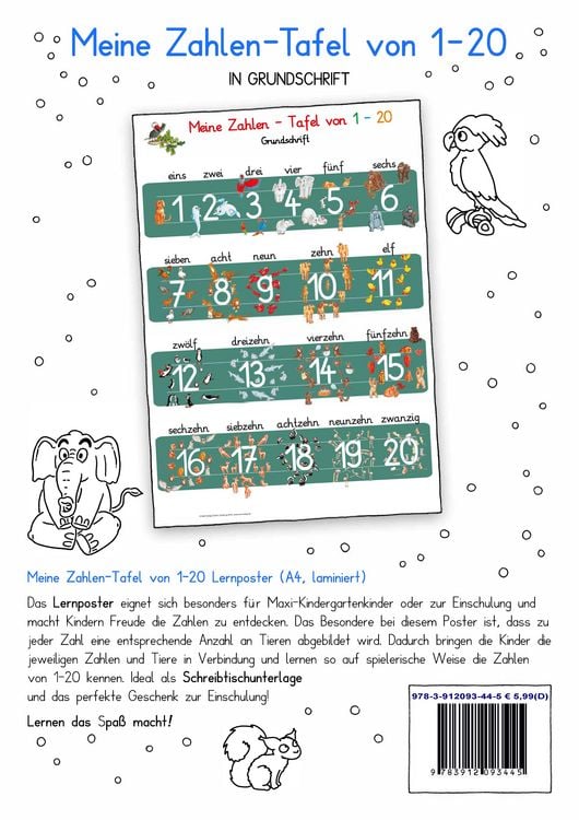 Produktbild: Meine Zahlen-Tafel von 1-20 Grundschrift