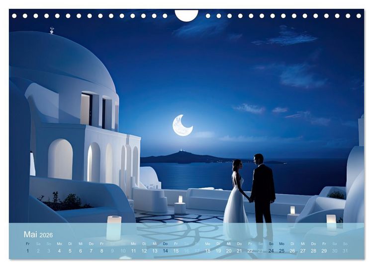 Produktbild: Santorini, Griechenland -Romatische Abendstimmung- (Wandkalender 2026 DIN A4 quer), CALVENDO Monatskalender