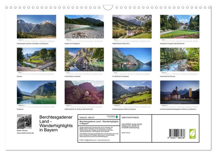 Produktbild: Berchtesgadener Land - Wanderhighlights in Bayern (Wandkalender 2026 DIN A3 quer), CALVENDO Monatskalender