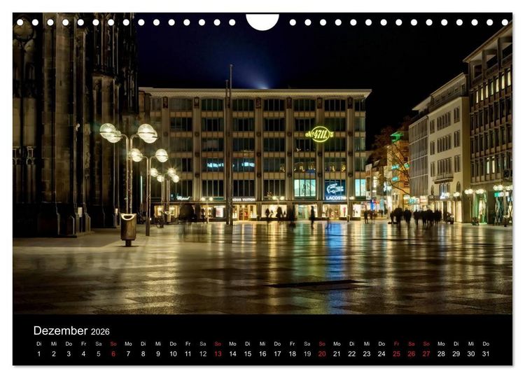 Produktbild: K&ouml;ln bei Nacht - dunkelbunte Stadt (Wandkalender 2026 DIN A4 quer), CALVENDO Monatskalender