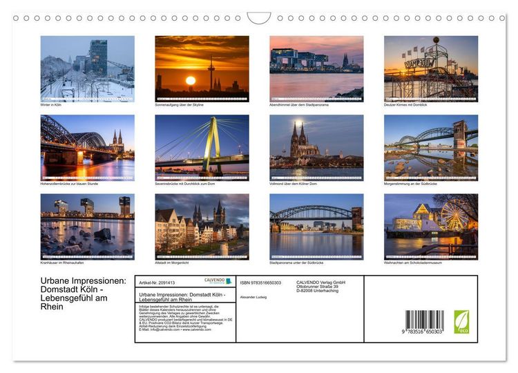 Produktbild: Urbane Impressionen: Domstadt K&ouml;ln - Lebensgef&uuml;hl am Rhein (Wandkalender 2026 DIN A3 quer), CALVENDO Monatskalender
