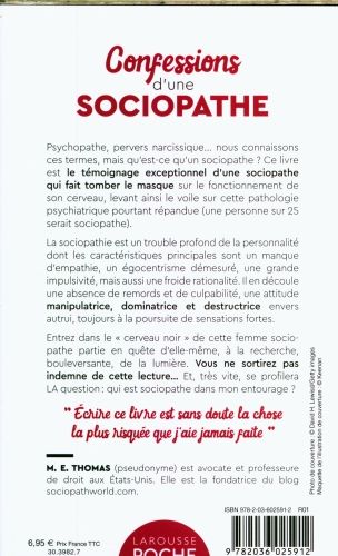 Produktbild: Confessions d'une sociopathe : dans la t&ecirc;te d'une manipulatrice