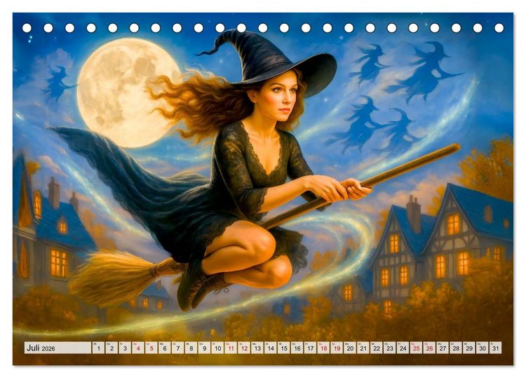 Produktbild: Mystische Hexen - Magische Frauen und finstere N&auml;chte (Tischkalender 2026 DIN A5 quer), CALVENDO Monatskalender