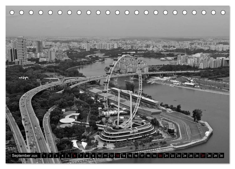 Produktbild: Singapur - Impressionen in schwarz - weiss (Tischkalender 2026 DIN A5 quer), CALVENDO Monatskalender