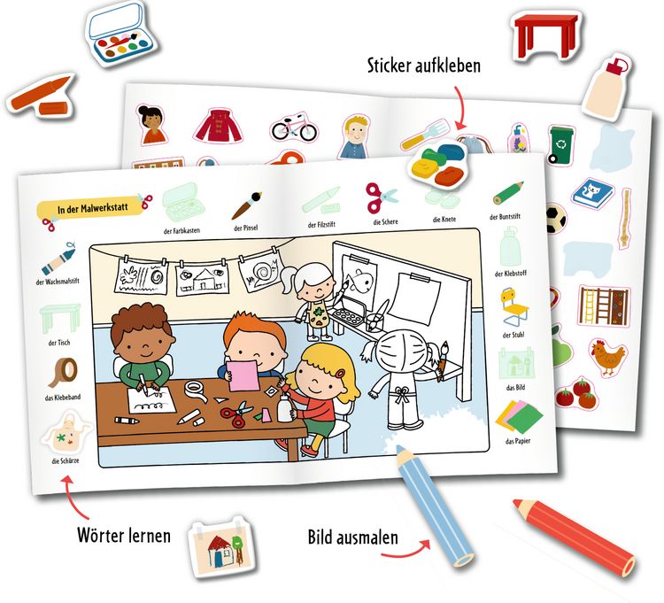 Produktbild: Mein 1. Sticker-Malbuch: Kindergarten - Mini-Künstler