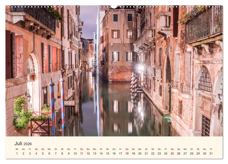 Produktbild: Venedig bei Tag und Nacht (hochwertiger Premium Wandkalender 2026 DIN A2 quer), Kunstdruck in Hochglanz