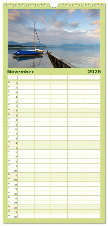 Produktbild: Familienplaner 2026 - Traumhafter Chiemsee &ndash; Impressionen vom Bayerischen Meer mit 5 Spalten (Wandkalender, 21 x 45 cm) CALVENDO