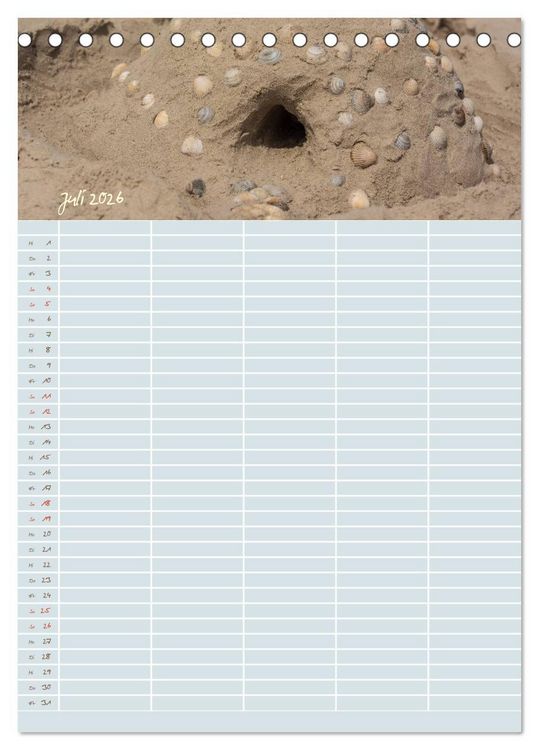 Produktbild: Kleine Sand-Sch&ouml;nheiten / Familienplaner (Tischkalender 2026 DIN A5 hoch), CALVENDO Monatskalender