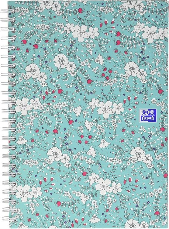 Produktbild: Oxford GO Floral Spiralbuch A5, kariert 5x5 mm, Softcover mit Soft Touch Finish, wei&szlig;e Doppelspirale, 60 Blatt, Optik Paper, SCRIBZEE-kompatibel, 1 St&uuml;ck sortiert