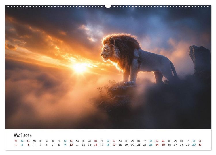 Produktbild: Die St&auml;rke der L&ouml;wenw&auml;chter (Wandkalender 2026 DIN A2 quer), CALVENDO Monatskalender