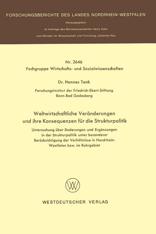 Produktbild: Weltwirtschaftliche Ver&auml;nderungen und ihre Konsequenzen f&uuml;r die Strukturpolitik