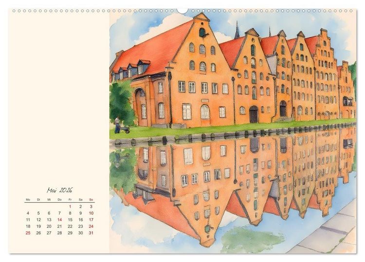 Produktbild: Historische Hansestadt L&uuml;beck (Wandkalender 2026 DIN A2 quer), CALVENDO Monatskalender
