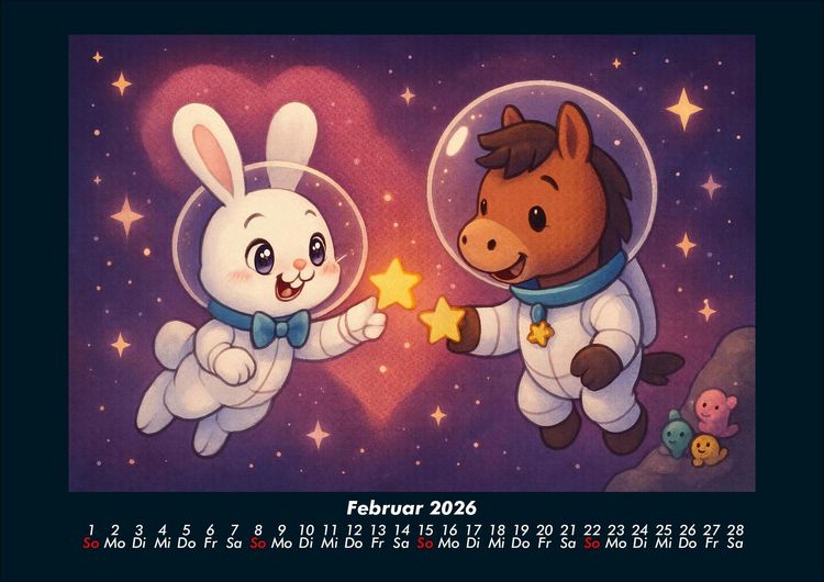 Produktbild: Bouncy & Huf - Im Weltraum 2026 Fotokalender DIN A4